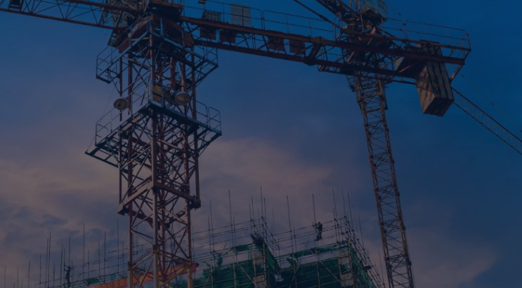 Tower crane over a construction site